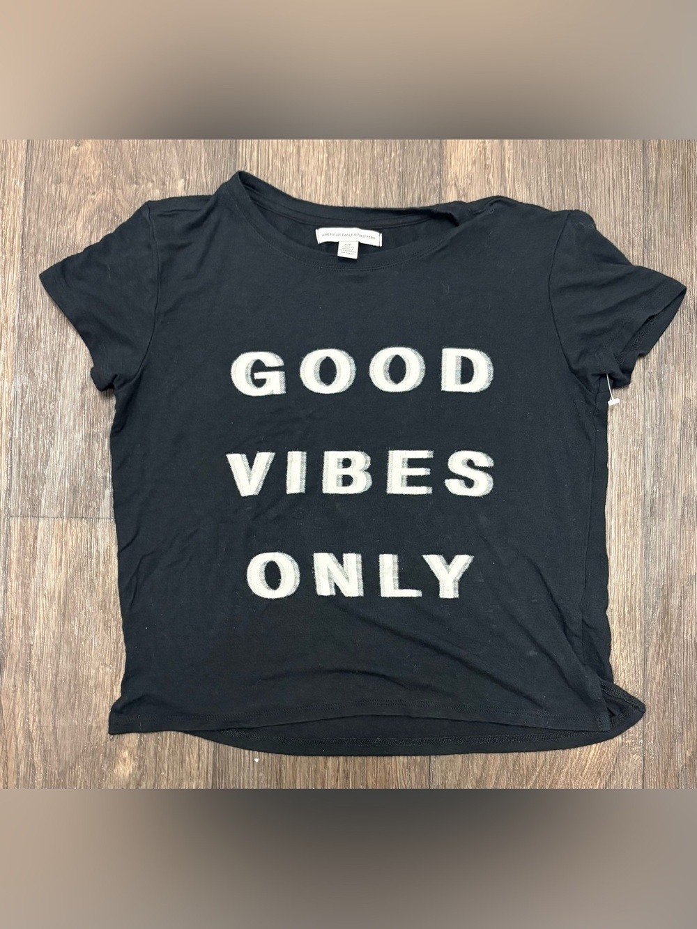 American Eagle Good Vibes Only Graphic Tee Black Size Small